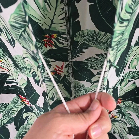 {Rachel Zoe} Curated Monstera Tassel Tie Tropical Long Cover Up Duster - Picture 11 of 16